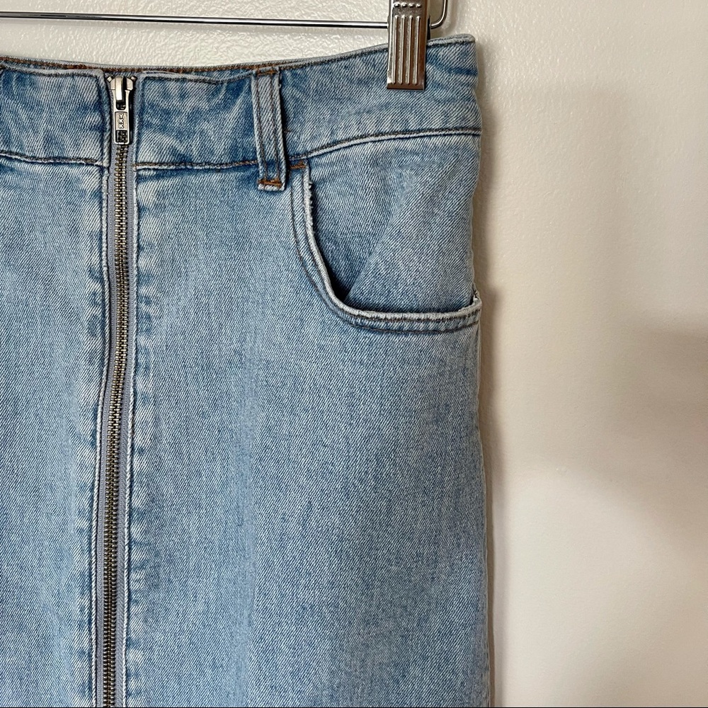 MADEWELL denim zip midi skirt in Janice Wash